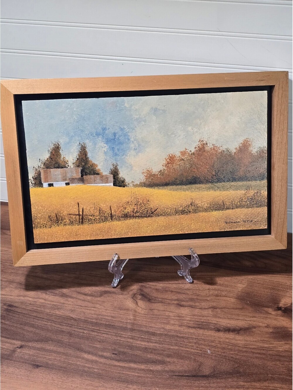 Original Richard Tette Landscape Oil Painting Listed Artist Framed Rural Barn